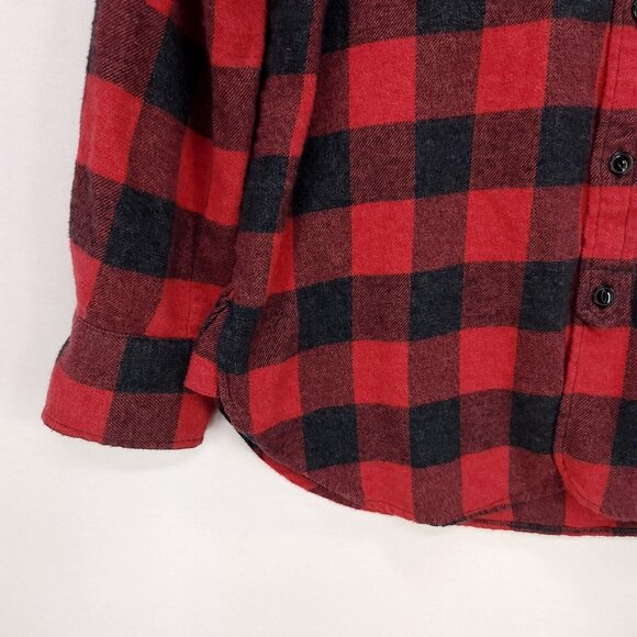 Madewell Flannel Shirt Button Up Red Buffalo Plaid Long Sleeve Size Small Boxy - Picture 6 of 13
